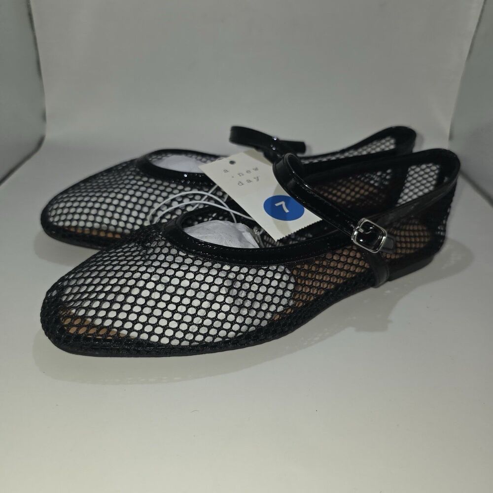 Black Mesh Mary Jane Ballet Flats Women’s Size 7 No Box